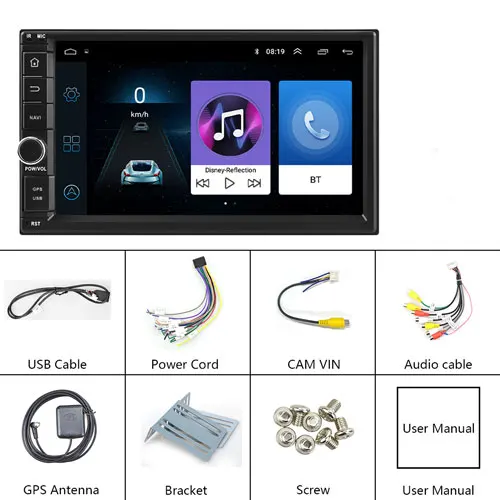 Podofo 2din Android8.1 автомобильный Радио wifi gps navi автомобильный мультимедийный плеер Универсальный " аудио стерео для Volkswagen Nissan hyundai Kia - Цвет: Without Camera