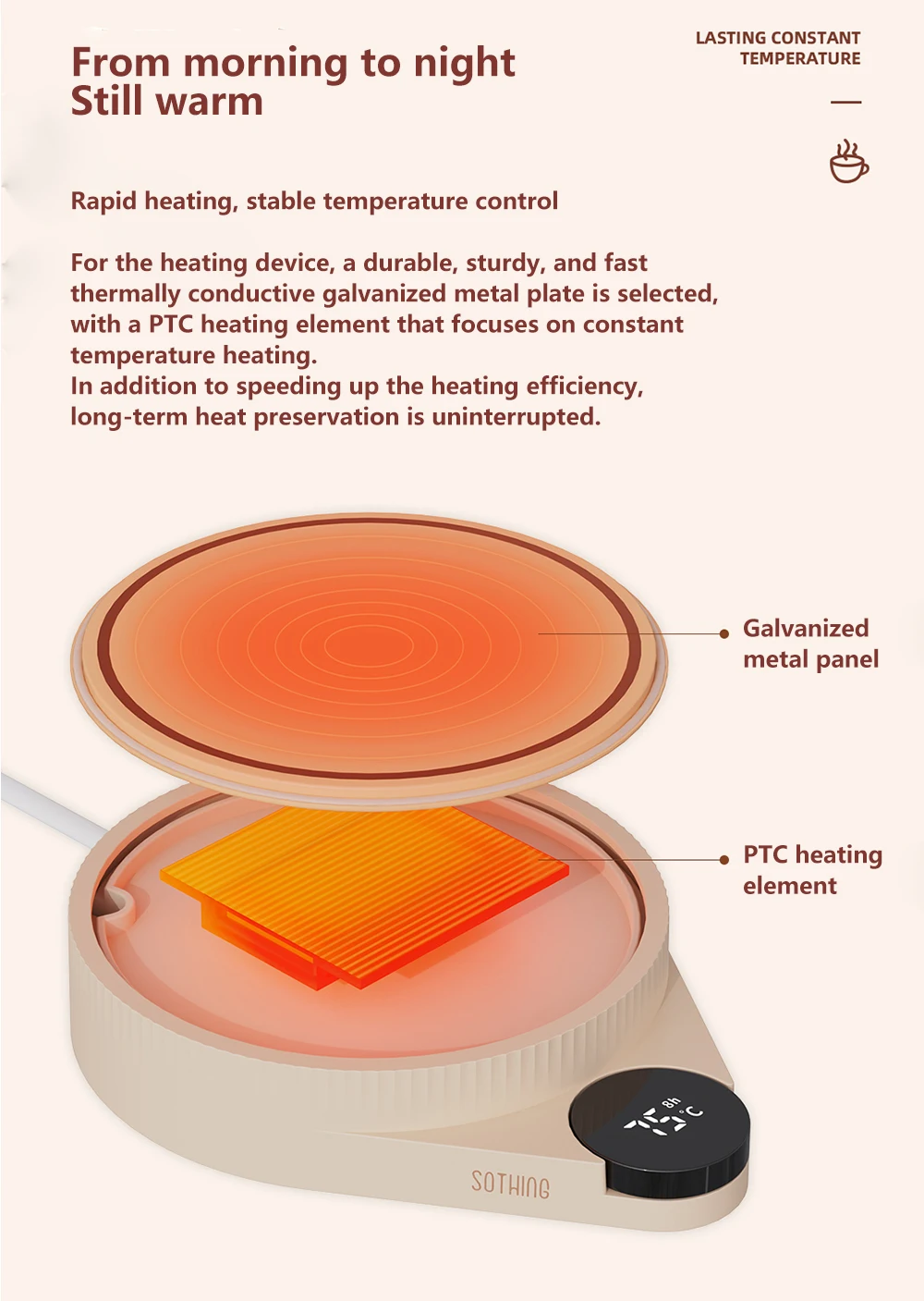 Xiaomi Sothing Heating Coaster Adjustable Temperature Digital Display