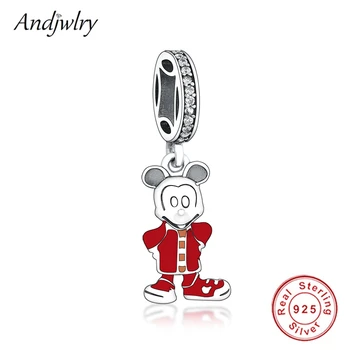 

Fit Original Pandora Charms Bracelet 925 Sterling Silver Mickey Dangle Charm Pendant Charm Women Berloque 925 DIY Jewelry
