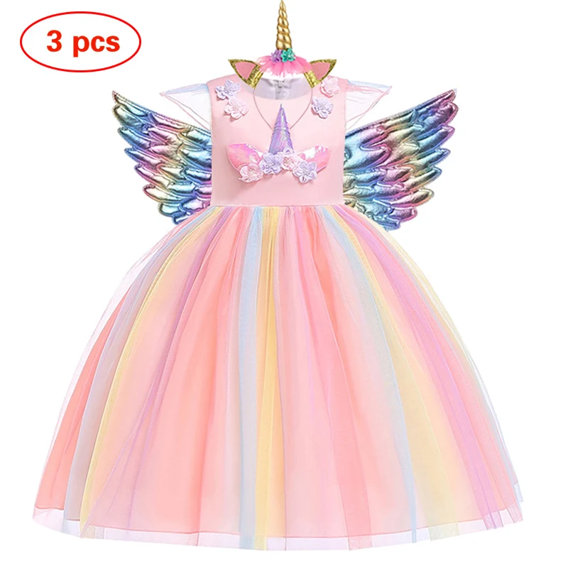 smocked baby dresses Baby Girls Unicorn Tutu Dress Pastel Rainbow Princess Girls Birthday Party Dress Children Kids Halloween Unicorn Perform Costume new model children's dress Dresses