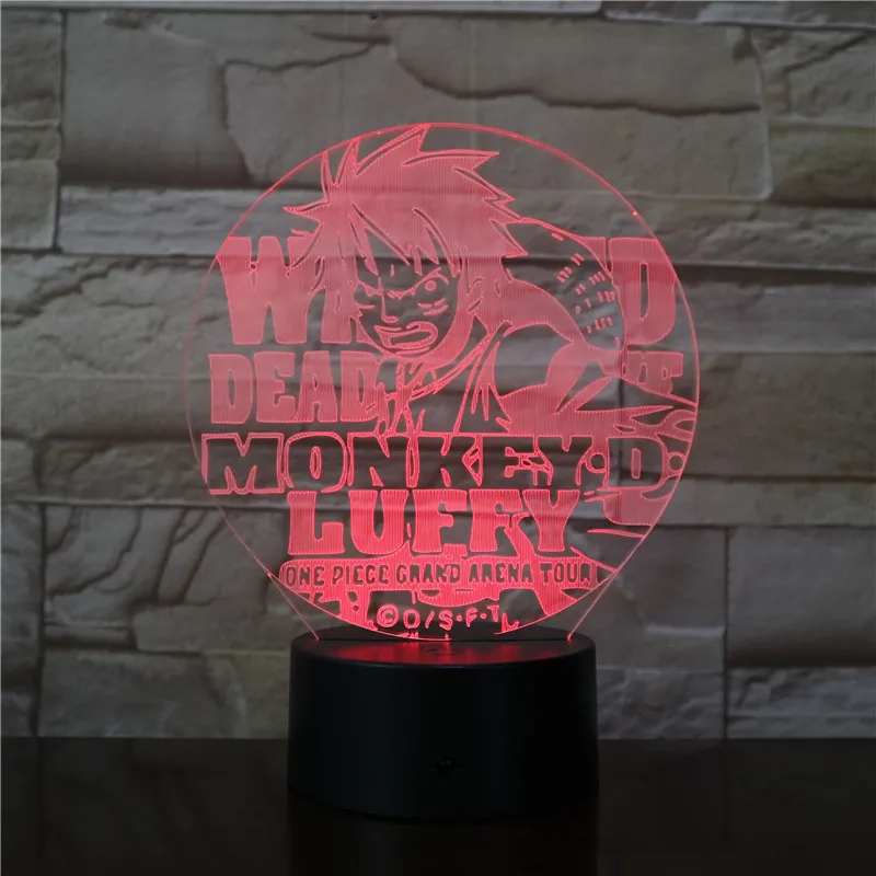 

One Piece Monkey D. Luffy 3D Lamp Multi-color for Remote Battery Operated Birthday Led Night Light Lamp for Indoor Decorative