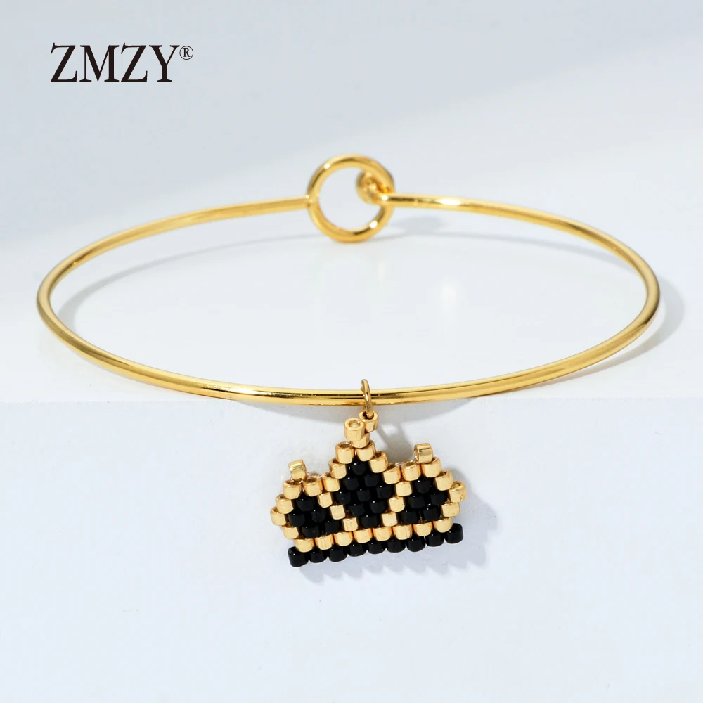 crown ZMZY бренд, Простой браслет из нержавеющей стали, проволока, очаровательный браслет, Femme, браслеты-манжеты для женщин, прекрасный подарок, ювелирное изделие - Окраска металла: crown