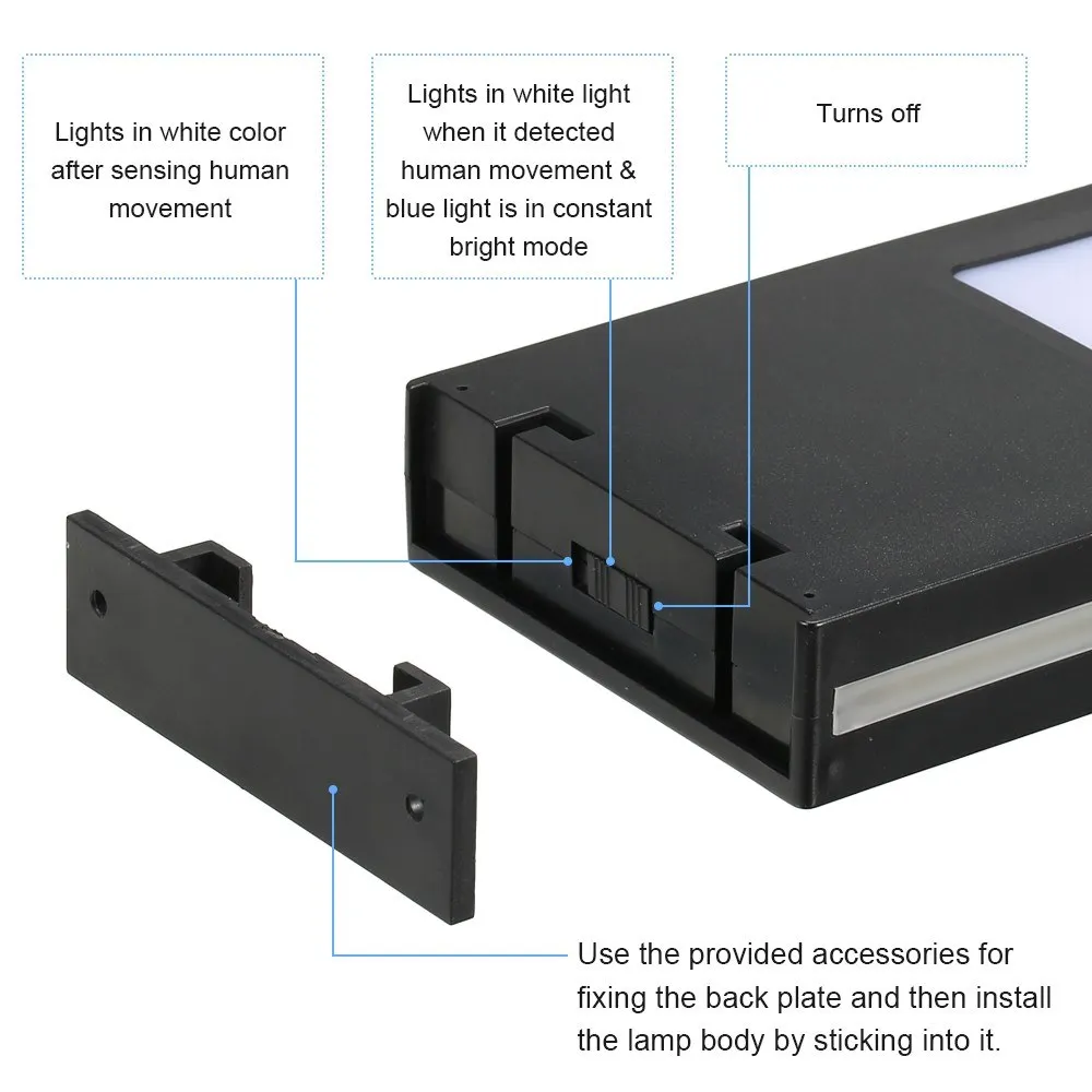 NEWKBO 144 LED Outdoor Solar Powered Energy LED Wall Lamp Sensitive Light Control Light