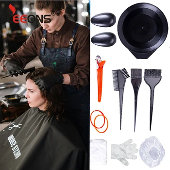 

Leeons Cheap Hair Dyeing Brush Comb Bowl Plastic Hair Color Bowl Brush Tool Sets Salon Professional Hair Color Dye Tint Tool Kit