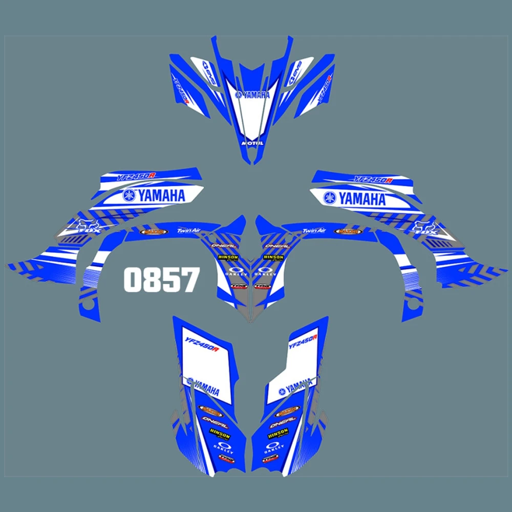 Для YAMAHA YFZ450R 2009-2013 Графика наклейки на заказ Номер Наименование лента 3M Полный мотоцикл Фоновые наклейки аксессуары