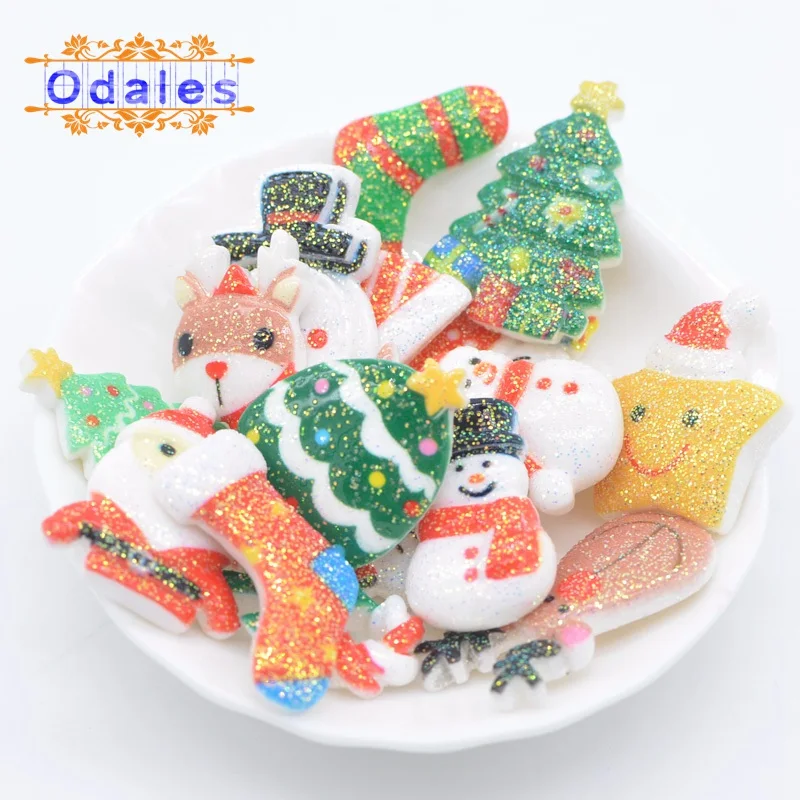 30 шт./лот Забавный Снеговик блеск с плоской спинкой кабошон X-mas вечерние DIY мультяшный Рождественский Снеговик рождественское ручное творчество Diy Смола поставка