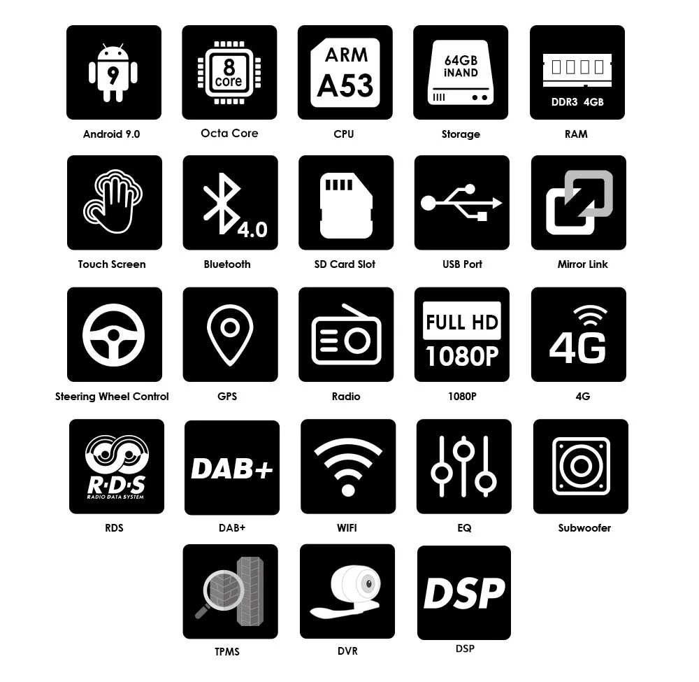 " 2Din Android 9,0 автомобильный мультимедийный плеер для Nissan hyundai gps-навигация, радио, стерео видео 1024*600 DSP ips PX5 4G+ 64G карта ПК