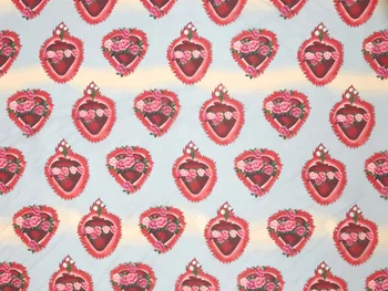 

100x145cm Fashion The Red Sacred Heart Rose Flowers Polyester Organza Crisp Transparent Fabric for Woman Ball Gown Dresses DIY