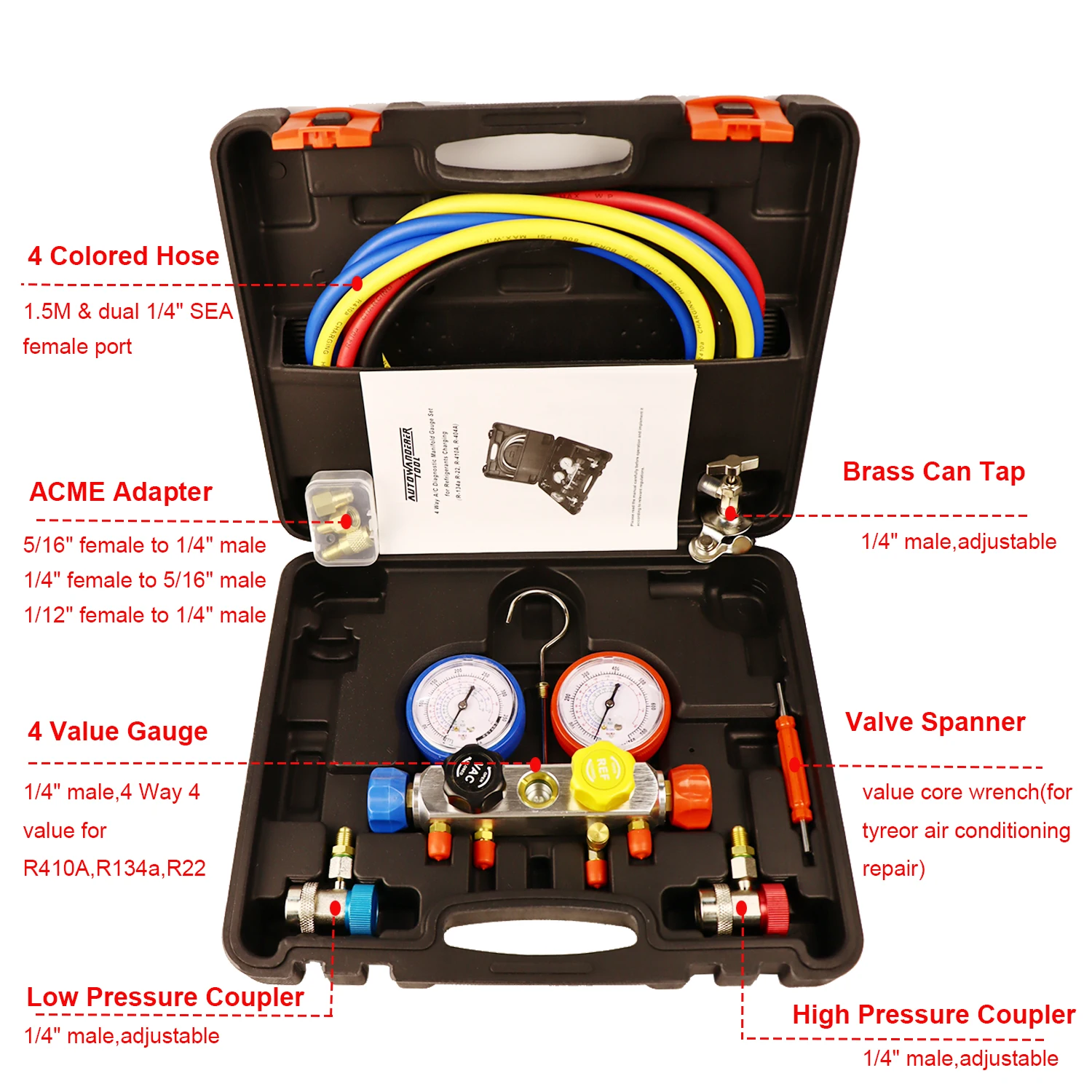Home Depot R410A Recharge Kit AC Charging Hose, R410A Manifold