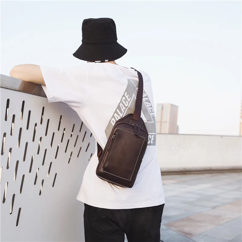 

Men's chest bag casual retro trend Korean fashion small shoulder bag 2019 new JIULIN