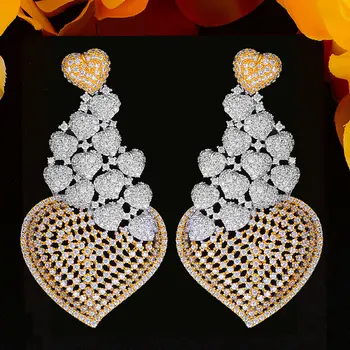

Jimbora 2020 Popular Luxury Noble Trendy Heart Pendant Earrings Jewelry For Women Bridal Wedding Party Show High quality New Hot