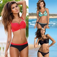 Push Up Sexy Bikinis Women Swimsuit 2020 Summer Low Waisted Bathing Suits Halter Top Push Up Bikini Set Plus Size Swimwear XXL