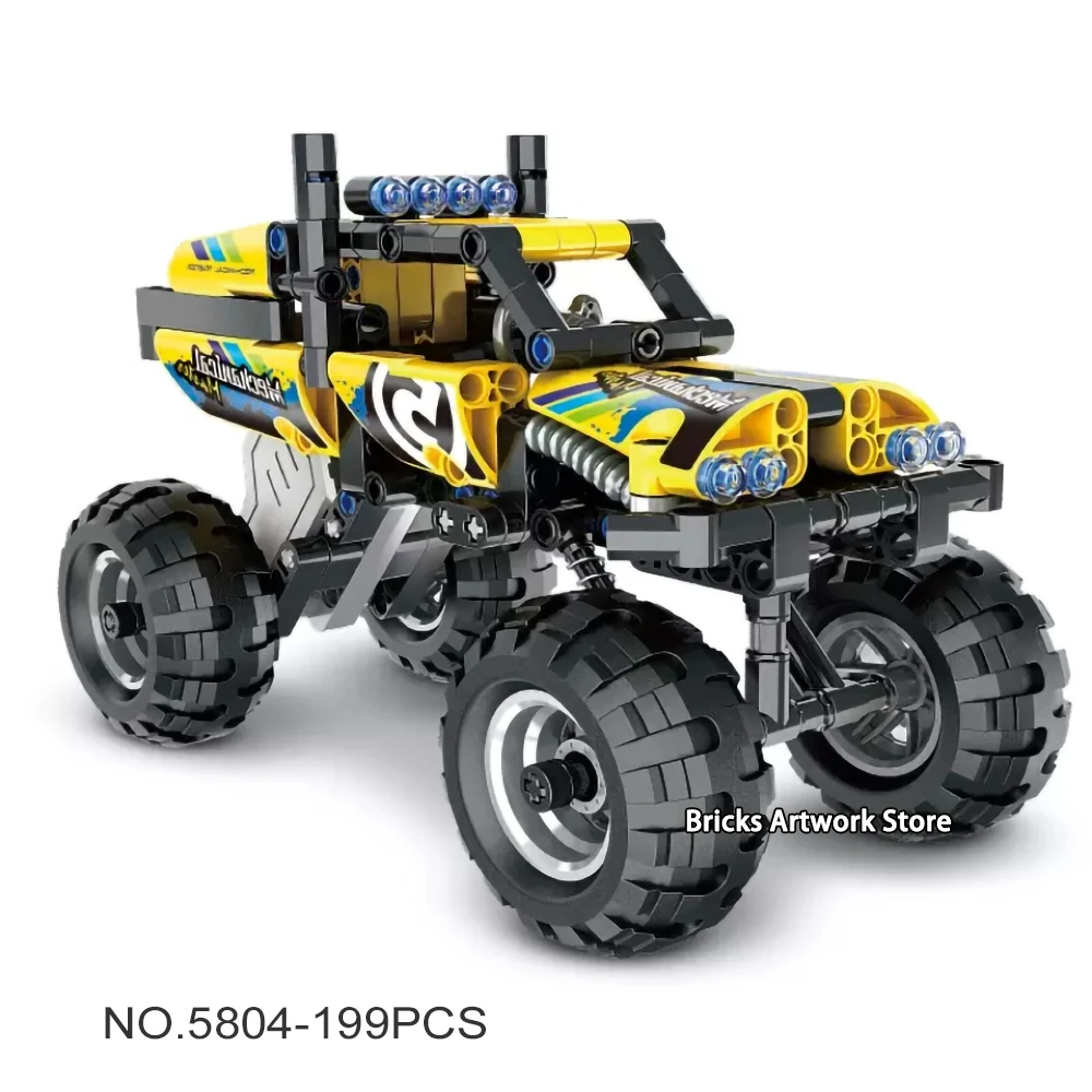 

Fit Technic Creator 2in1 Pullback Police Off Road Racing Car Truck Set SUV DIY Educational Building Blocks Toy For Children Boy