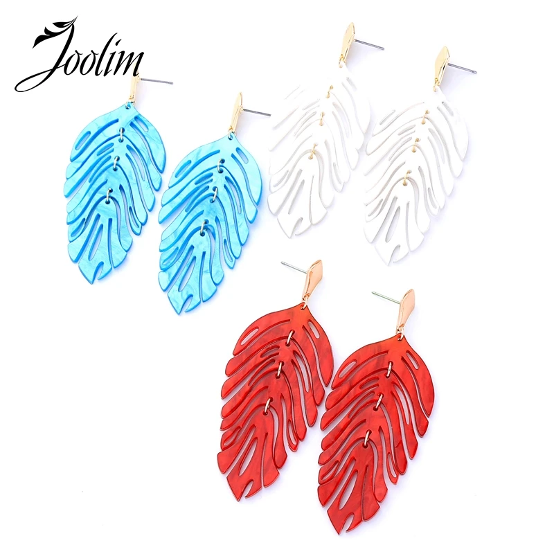 

Joolim Red White Blue Resin Leaf Drop Earring Dangle Earring
