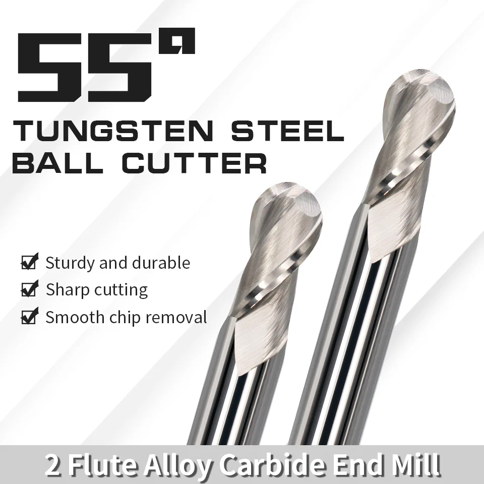 August tools hrc55 Kugel fräser Schaft fräser Hartmetall Wolfram Stahl Fräser für Aluminium PVC CNC Werkzeug maschinen Fräser
