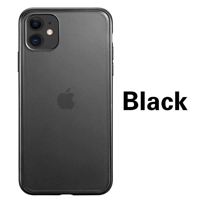 Матовый Прозрачный чехол для телефона iPhone 11 Pro Max чехол s для iPhone 6 6S 7 8 Plus X XS XR мягкий карамельный цвет чехол Fundas - Цвет: Black