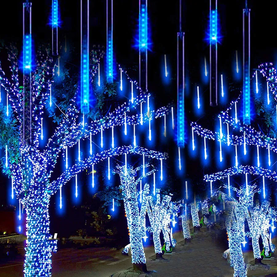 384 LED Icicle Waterproof Meteor Shower Lights Falling Rain Drop Christmas Decor 