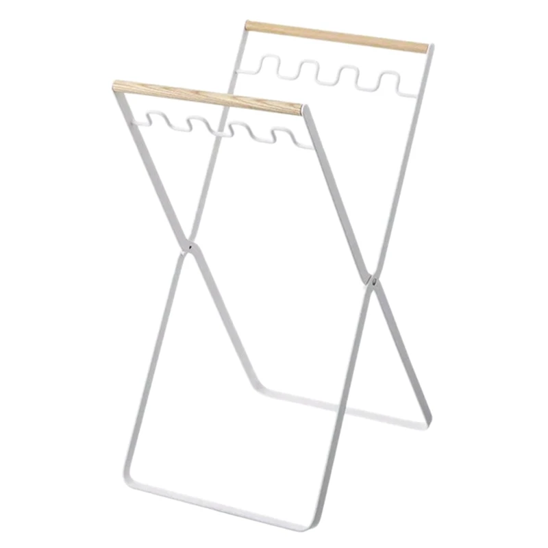 

New Trash Can Bin Garbage Bag Holder Iron Trash Hanger Folding Trash Rack Classified Wast Bin for Kitchen Living Room Home White