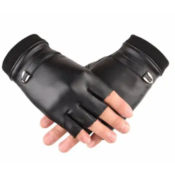 

21 Styles Men Witner Faux Leather Touch Screen Gloves Plush Lined Warm Mittens M6CD