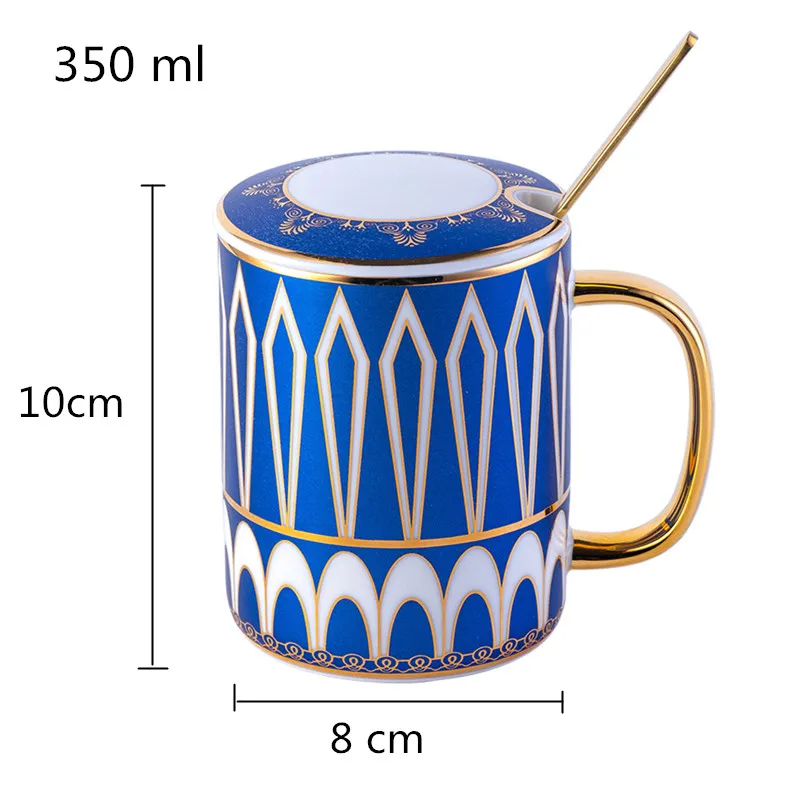 Костяного фарфора британская королевская кофейная чашка керамическая чайная чашка ложка для блюдца в наборе креативные кружки из фарфора кофейная чашка для подарка 180 мл - Цвет: 350 ml blue