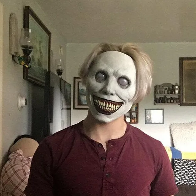 Máscara do Mal Sorridente, rosto assustador Halloween, Capa rosto horrível  realista, acessório cosplay, presentes feriado Aezon