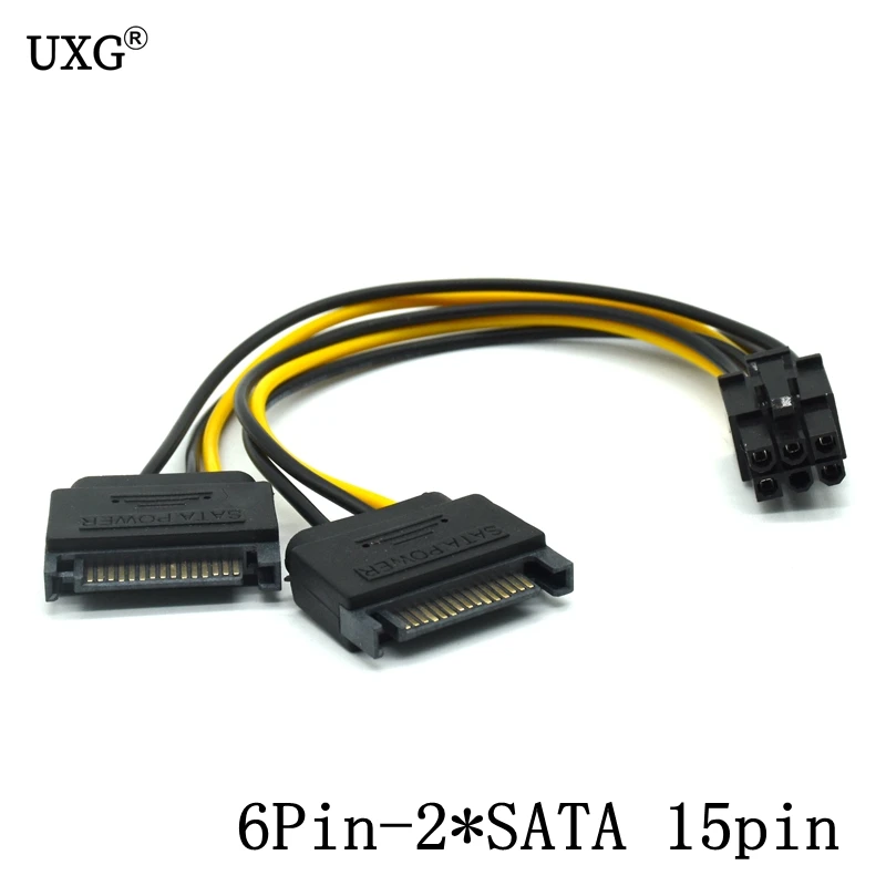 Câble d'Alimentation SATA à PCI-E 6 broches pour Carte Graphique GPU - 19cm