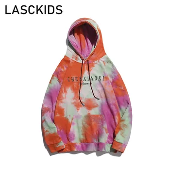 

LASCKIDS Tie-dye Sweatshirts Teen Streetwear Men Women Lovers Hoodies Hooded Spring Autumn Cotton Sweatshirt Casual Tops K916806