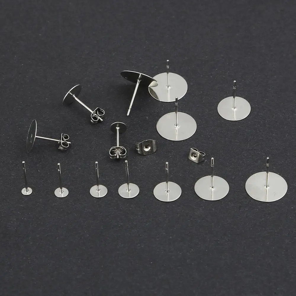 100pcs Stainless Steel Backs Stopper Blank Earring Stud Base for Cabochon Cameo Settings DIY Jewelry Making Accessories Supplies | Украшения