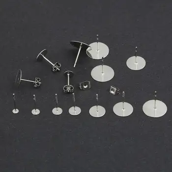 

100pcs Stainless Steel Backs Stopper Blank Earring Stud Base for Cabochon Cameo Settings DIY Jewelry Making Accessories Supplies
