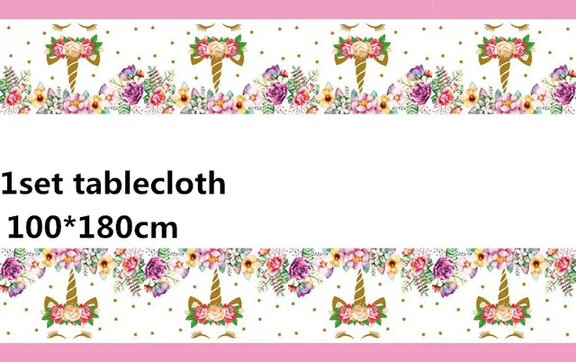 1pcs Unicorn Birthday Party Decors Disposable Tableware Paper Cup Plate Banner Set Unicorn balloon Baby Shower Kids Party Supplies - Color: 1pcs