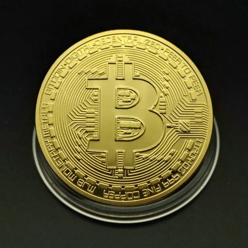Gold Bitcoin Commemorative Round Collectors Coin Bit Coin is Gold Plated Coins