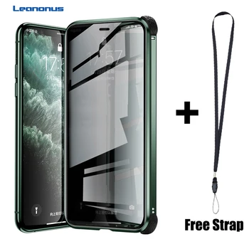 

Rubber Edge Shockproof Privacy Phone Case For iPhone 11 Pro X XS Max XR 6 6S 7 8 Plus Magnetic Full Body Tempered Glass Cover