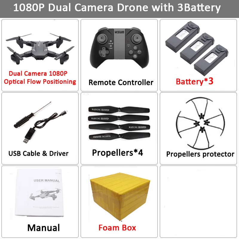 Visuo XS816 RC Drone с 50-кратным зумом WiFi FPV 1080P или 4K Двойная камера Drone Оптический расход Quadcopter Складная Селфи Дрон Вертолет VS SG106 - Цвет: Set3 1080P 3BAT FB