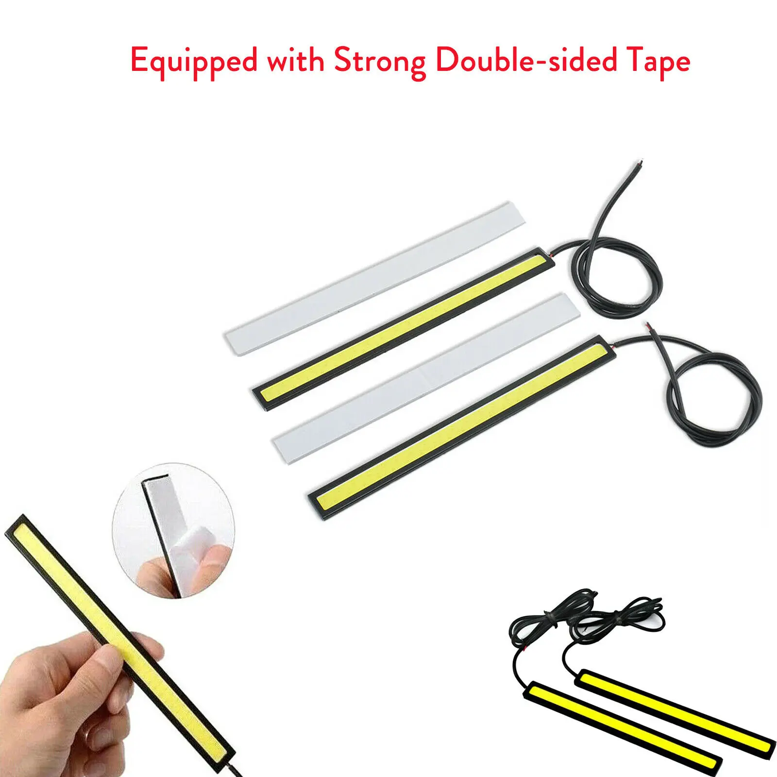 LED Strip Lamp 16MM 17MM COB LED Strip Lights DC 12V Ultra Thin Bright DRL Lamp Waterproof Car Side Light Blue White Red Green Yellow Fog Lamp