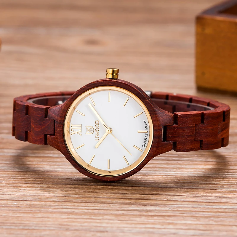 Uwood женские Деревянные Часы повседневные кварцевые часы винтажные наручные часы для дам