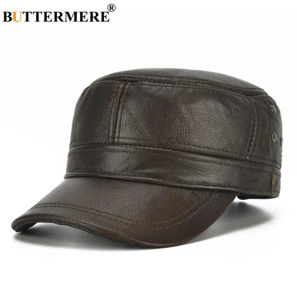 leather captain hat