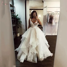 Новые свадебные платья трапециевидной формы с оборками белого цвета и цвета слоновой кости, свадебные платья принцессы Vestidos De Noiva, свадебные платья на заказ