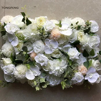 

TONGFENG WHITE 10pcs/lot Flower runner wedding decoration Artificial silk rose peony 3D flower wall wedding backdrop decoration