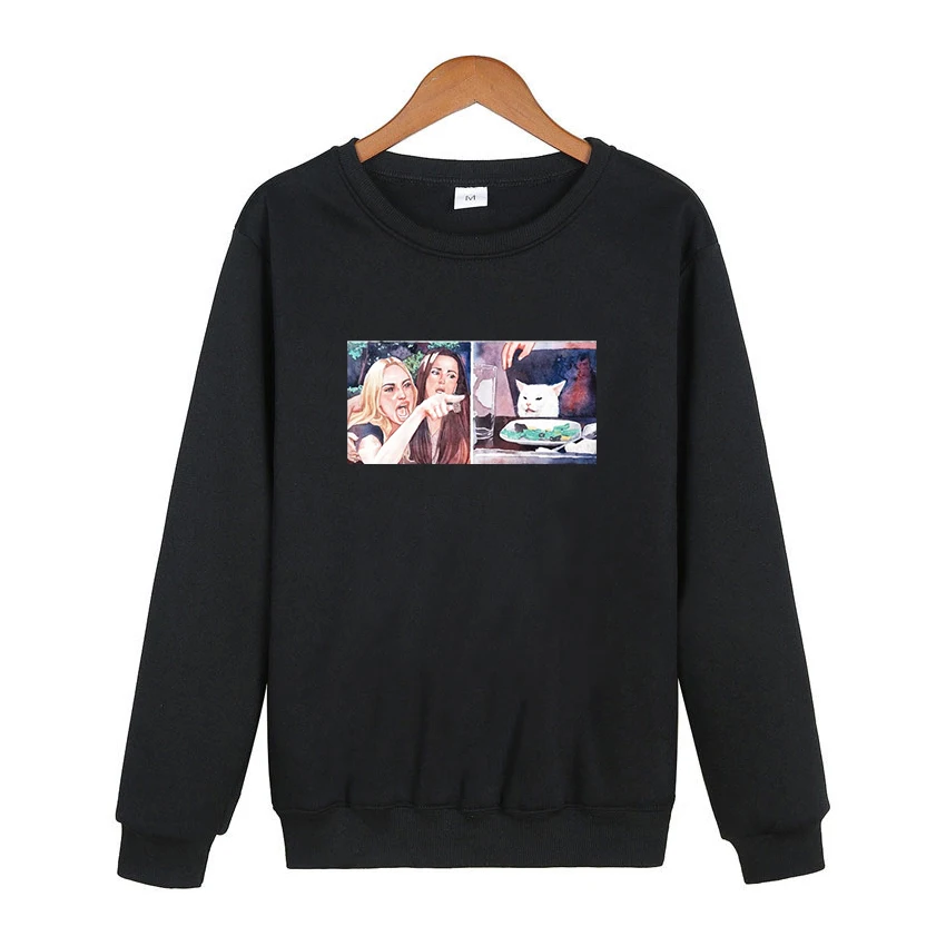 

Woman Yelling At Table Dinner Hoodies Cat Meme Womens Print Pullovers Plus Clothing Christmas Sweatshirts Gothic Casual