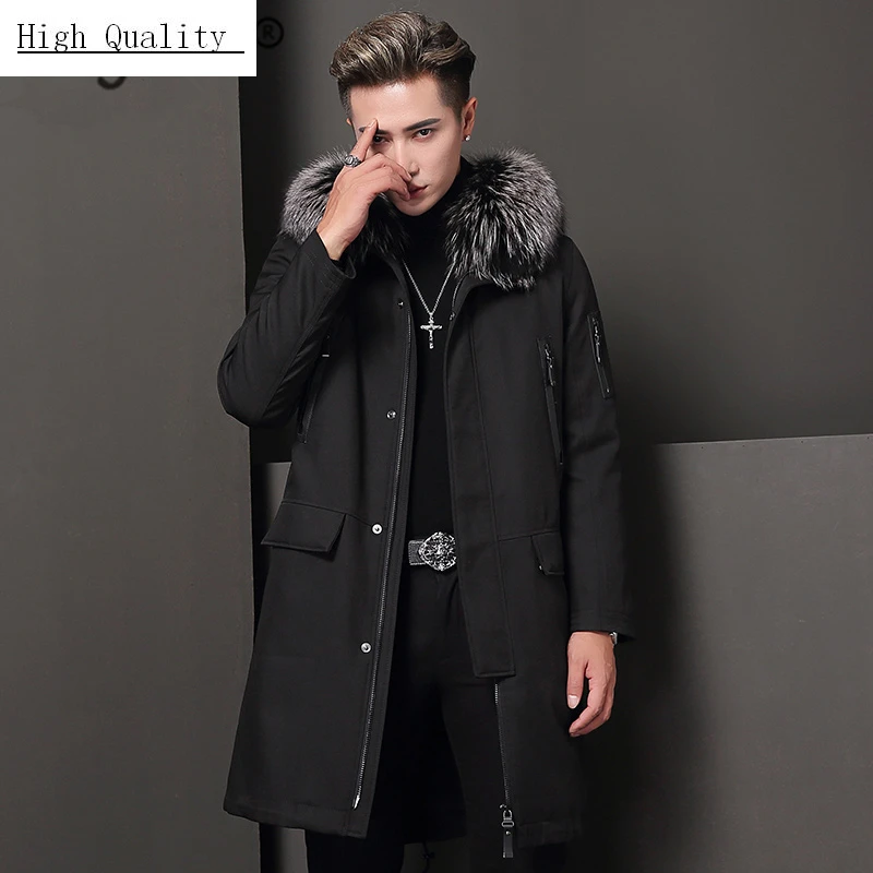

Winter Real Fur Coat Men Rabbit Fur Liner Parka Coats 2020 Streetwear Warm Long Jacket Luxury Fox Fur Hooded Cloth 541810