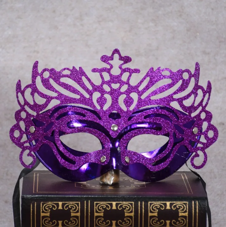 Purple Mask Модная пластиковая Карнавальная маска для детей, мужчин, женщин, девочек, вечеринки, дня рождения, маскарад, танцевальный карнавал, Хэллоуин, Золотая Корона, тип, полумаска для лица - Цвет: Purple Mask