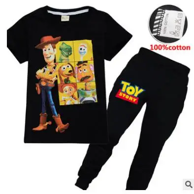 Toy Story/комплект одежды из 2 предметов для девочек комплект с футболкой Базз Лайтер, футболка с короткими рукавами и рисунком из мультфильма «Вуди» футболка полицейский+ штаны - Цвет: s0421-8478