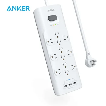 

Anker 12 Outlets & 3 USB Ports with Flat Plug, PowerPort Strip With 6ft Extension Cord, for Home, Office, and More (4000J)