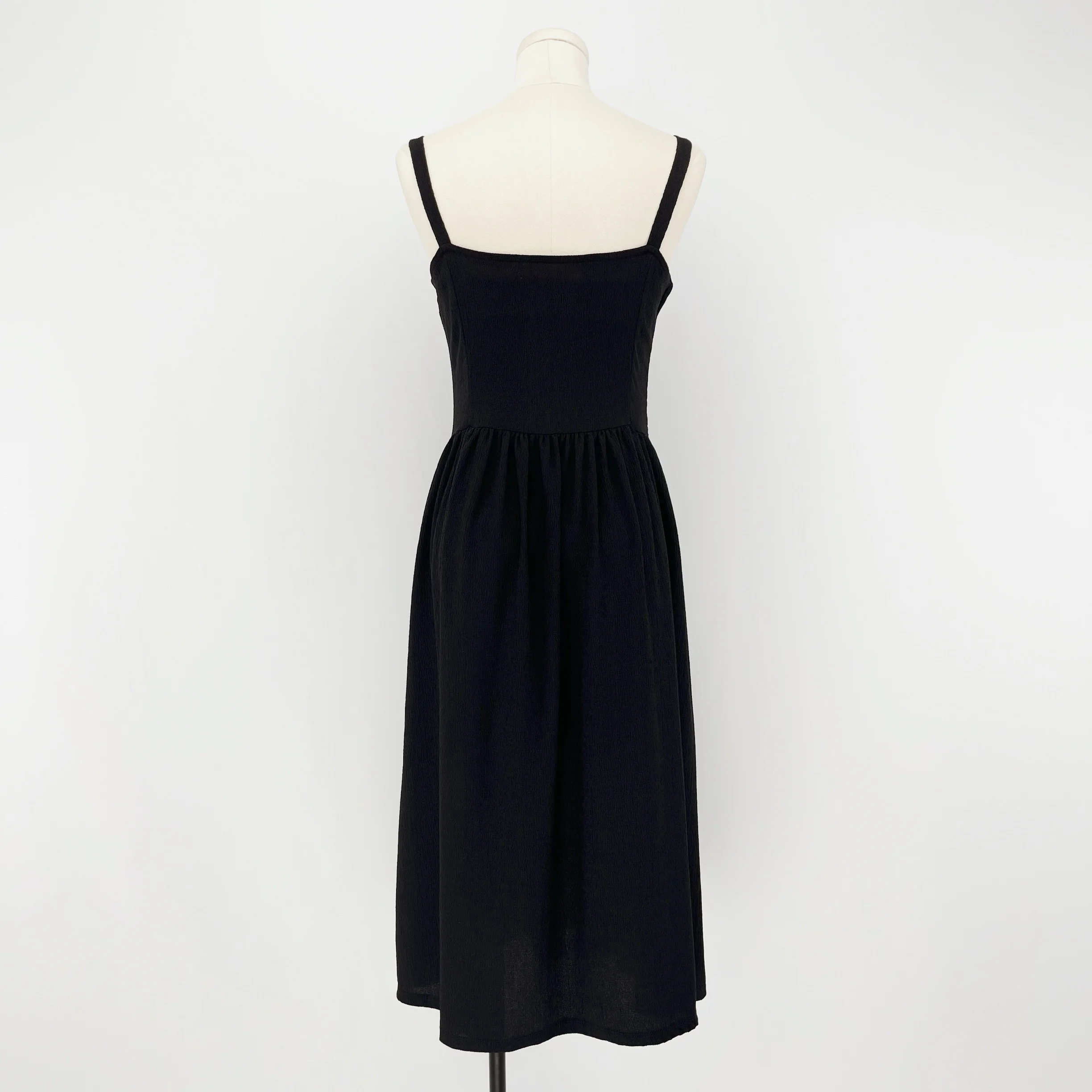 Joyccin Women's Summer Dress Vintage Sexy Square Neck Slim Button Pleated Hem Sundress Mother Kids Casual Pocket Sleeveless