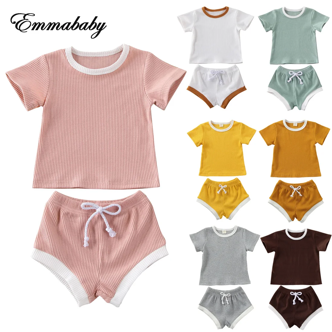 0-3Years Infant Baby Girl Boy Clothes Short Sleeve Tops T-shirt+Shorts Pants Outfits | Детская одежда и обувь