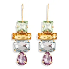 AY ZA фиолетовый зеленый геометрический горный хрусталь Висячие серьги для женщин Модный каплевидный серьги Brincos женские модные ювелирные изделия