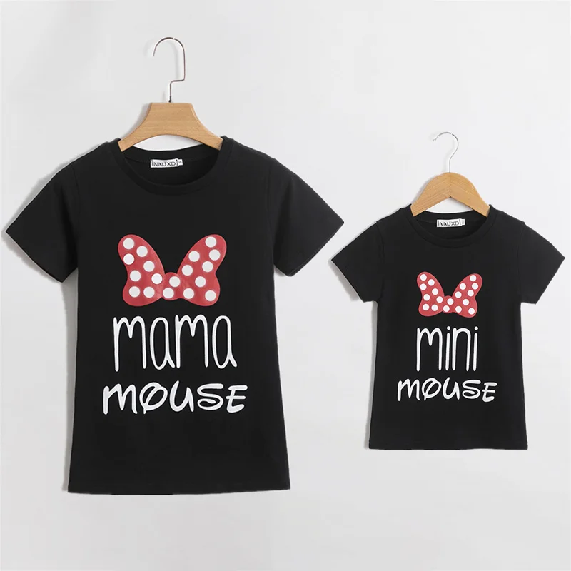 Ropa a juego para madre e hija, camiseta con aspecto de ratón para madre e hija, Tops de algodón para mamá y yo