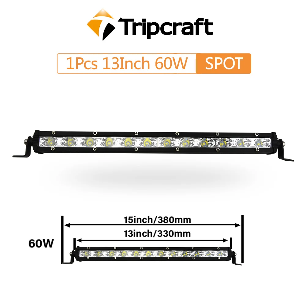 Tripcraft LED Light bar 13" 60W Car Styling Spot 12V 24V Led Work Light Bar For Trucks Forklifts SUV Off-road Engineering Vehicl