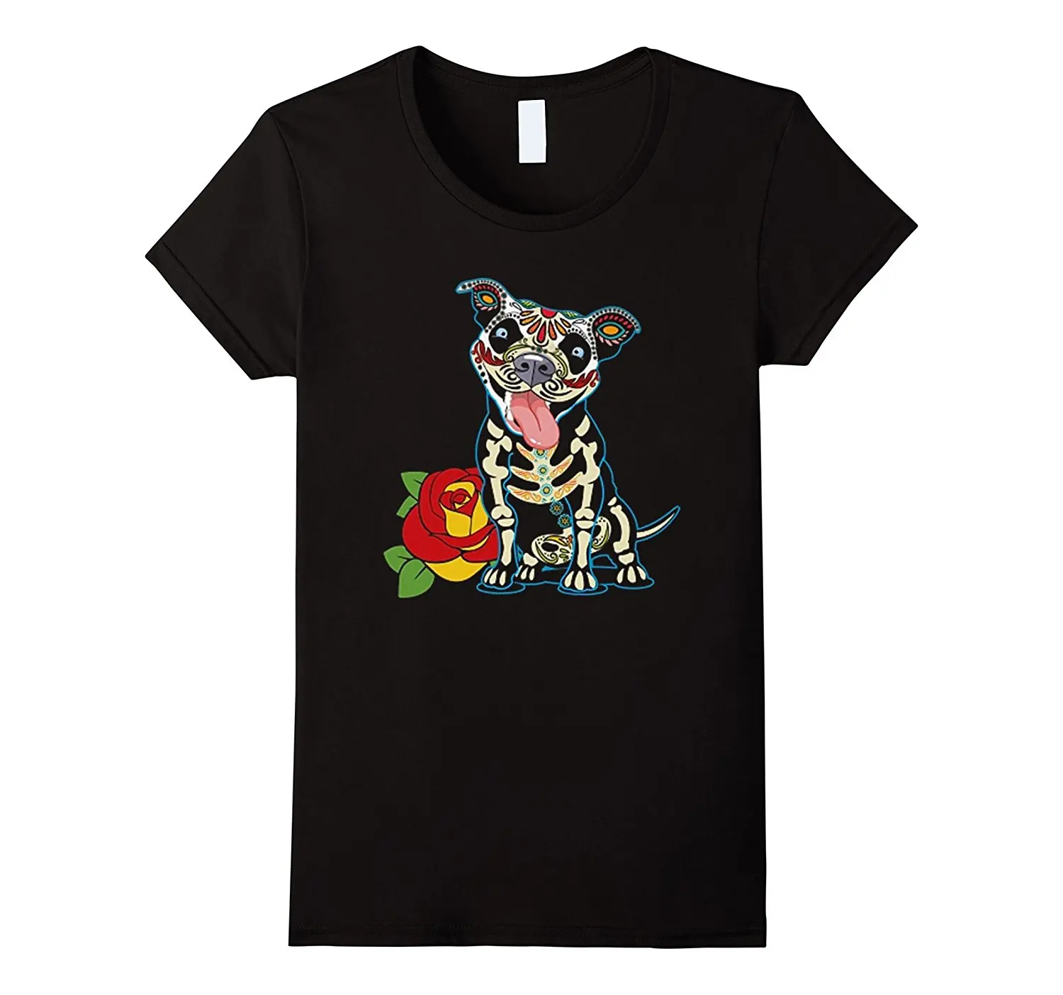 

Day Of The Dead Pitbull T Shirt Fashion Male Casual Hip Hop Printed T-Shirt Funny Tops Hot Sale Men Tshirt Streetwear