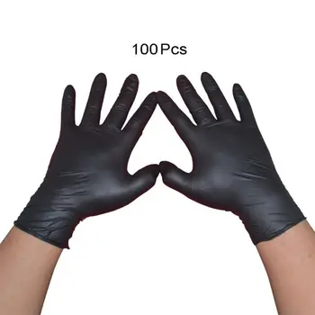 

100pcs Nitrile Gloves Rip Resistant Disposable Black Gloves Work Safety Gloves